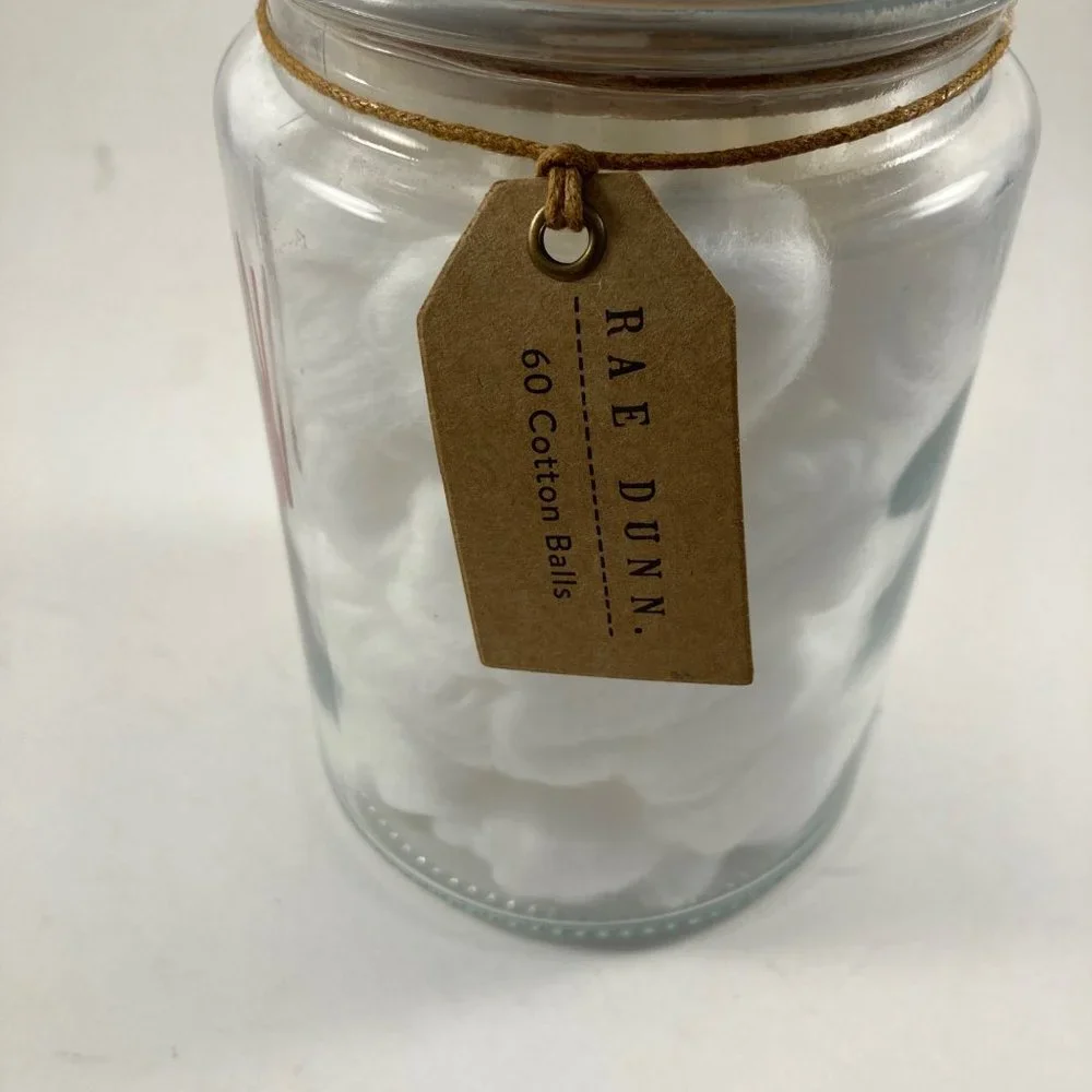 NWT Rae Dunn cotton ball glass rainbow holder
